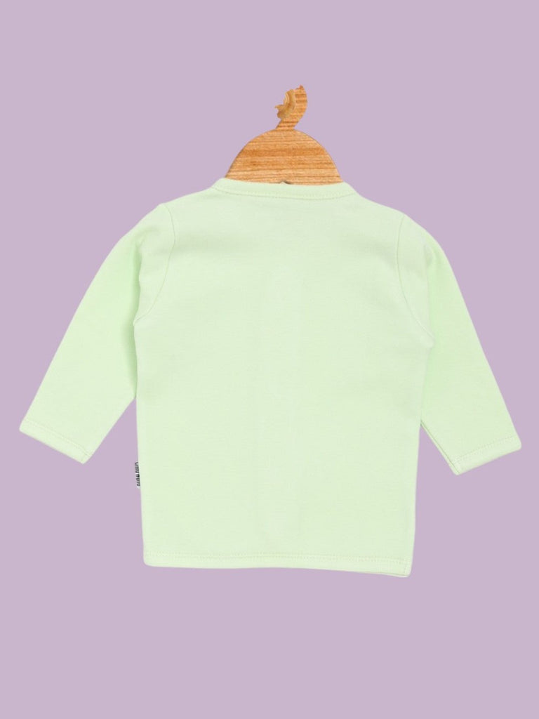 Back view of Child World Interlock Full Sleeves Front Open Jhabla in Light Green for babies