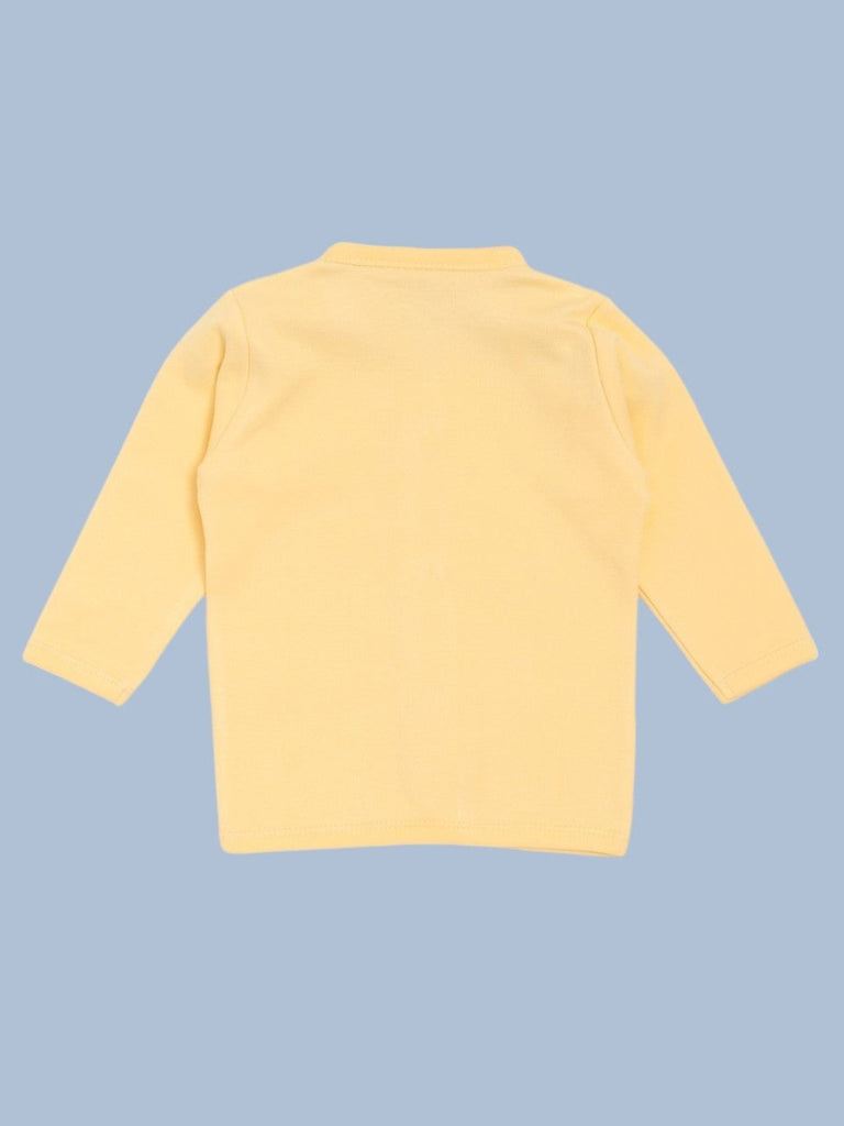 Back view of Child World Interlock Full Sleeves Front Open Jhabla in Yellow for babies