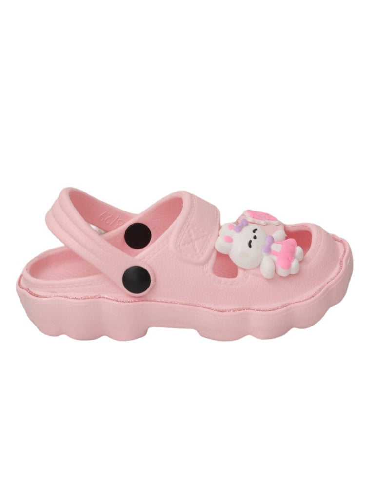 Side View of Child's Pink Bunny Sandals by Yellow Bee"