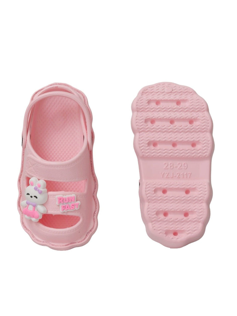 Top and Bottom View of Pink Bunny Kids' Sandals by Yellow Bee