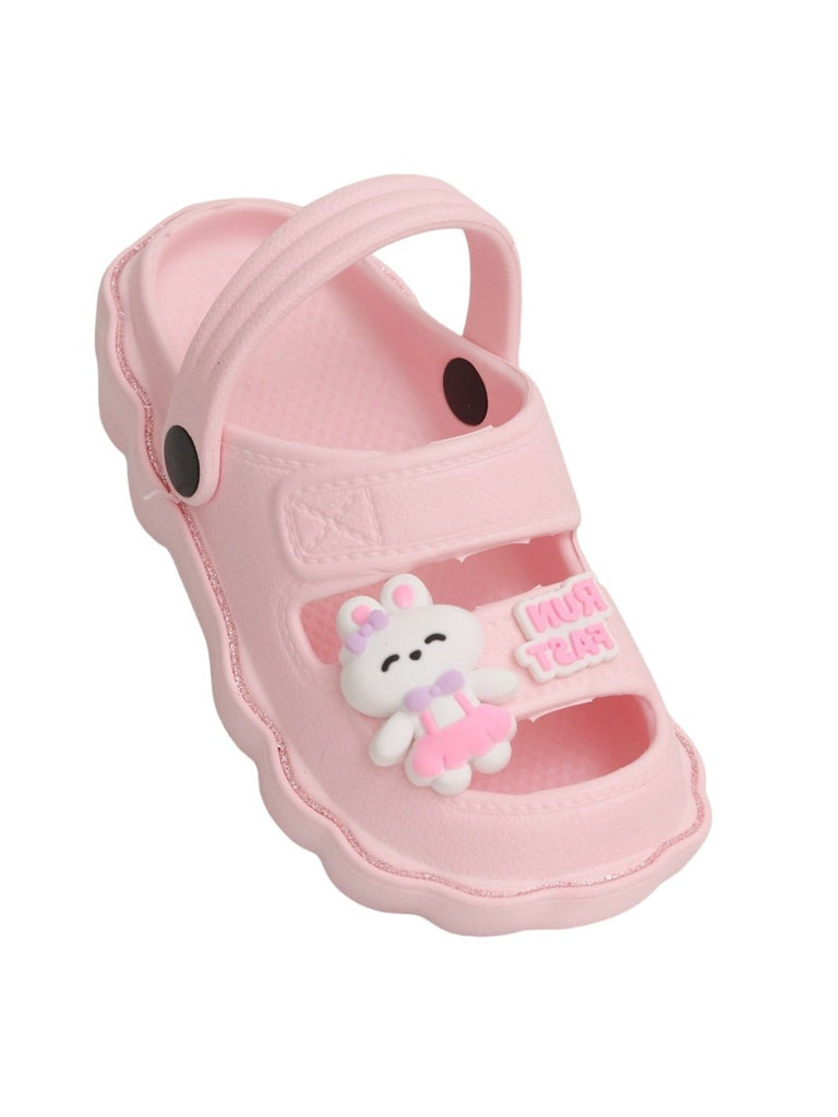 Child's Pink Bunny Motif Sandals Angle View by Yellow Bee