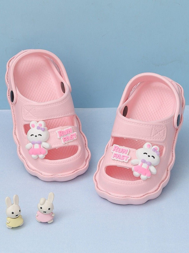 Creative Presentation of Child's Bunny Sandals in Pink by Yellow Bee