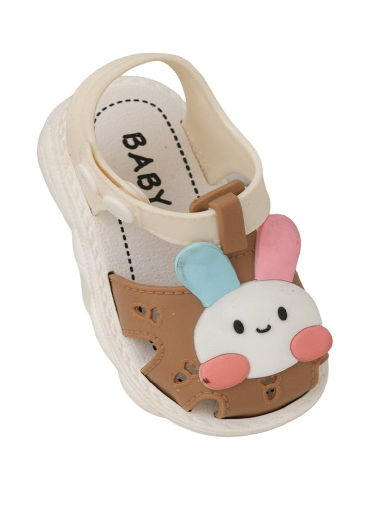 Side view of Chocolate Brown Bunny Sandals for girls, showcasing the adjustable straps