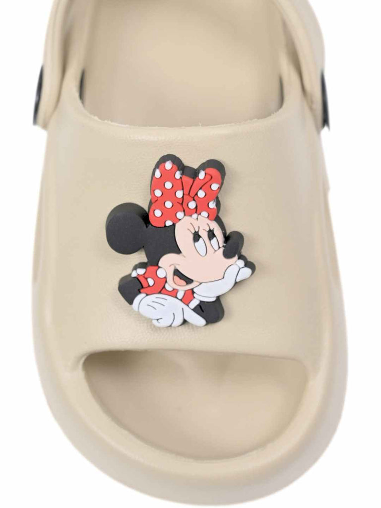 Classic & Adorable Minnie Mouse Sandals for Girls – Beige-Front View