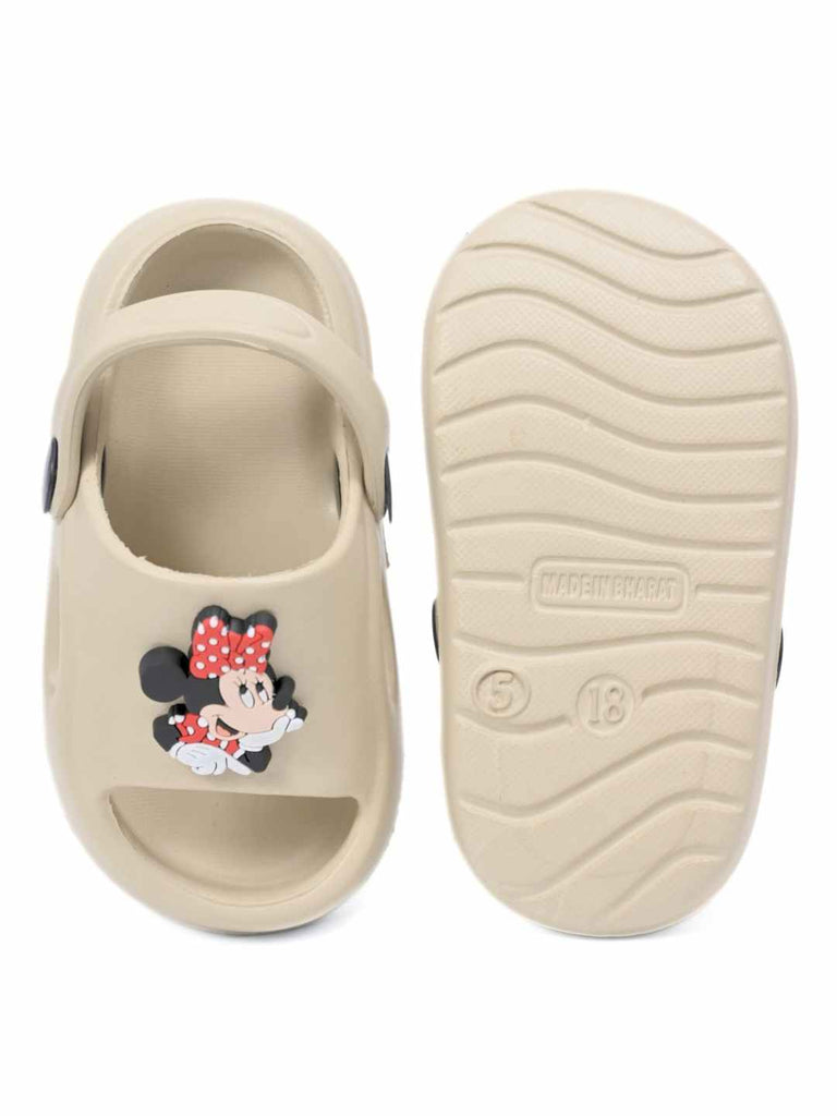 Classic & Adorable Minnie Mouse Sandals for Girls – Beige-Front & Back View