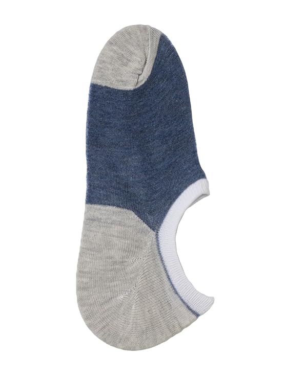 Yellow Bee Boys' Navy and Grey Low Cut Invisible Sock with Color Block Pattern.