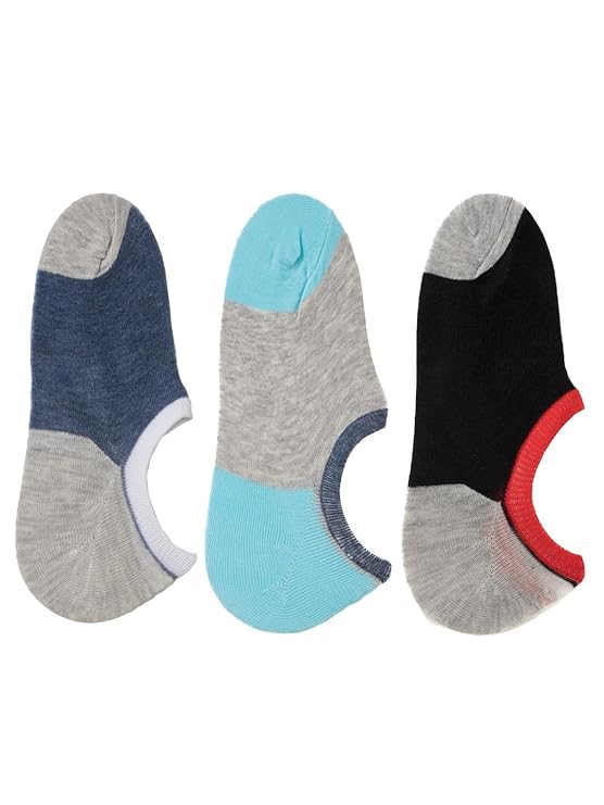 Group of Yellow Bee Boys' Color Block Low Cut Invisible Socks in Assorted Colors.