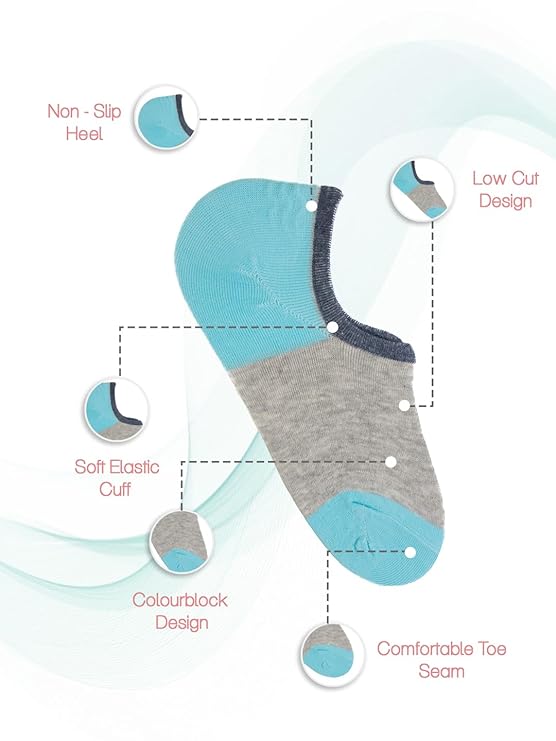 Features of Yellow Bee Boys' Light Blue Color Block Low Cut Invisible Sock.