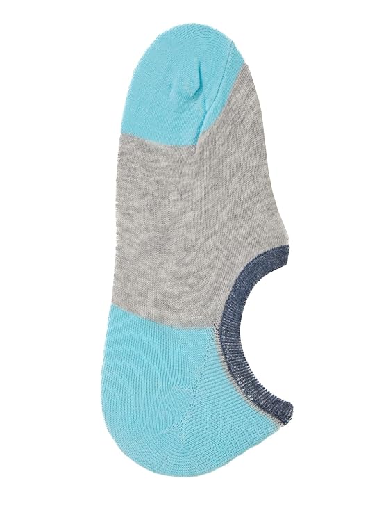 Yellow Bee Boys' Light Blue and Grey Low Cut Invisible Sock with Color Block Design.