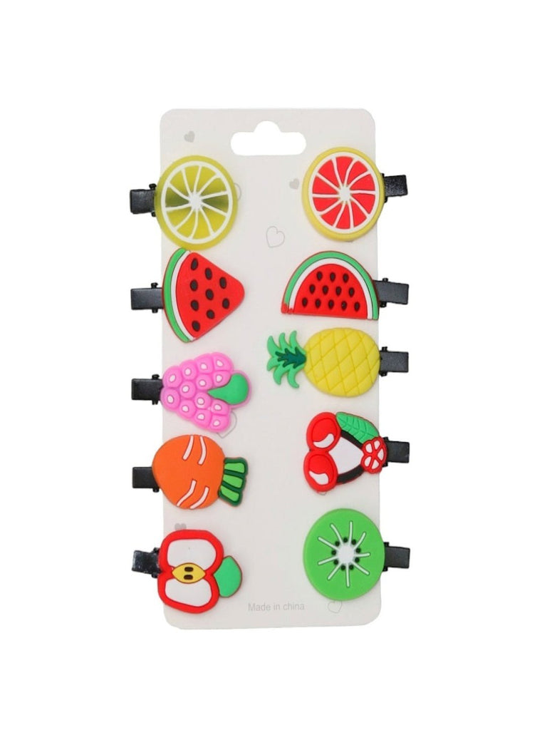 Product View of Colorful Fruit-Themed Hair Clips Set for Girls