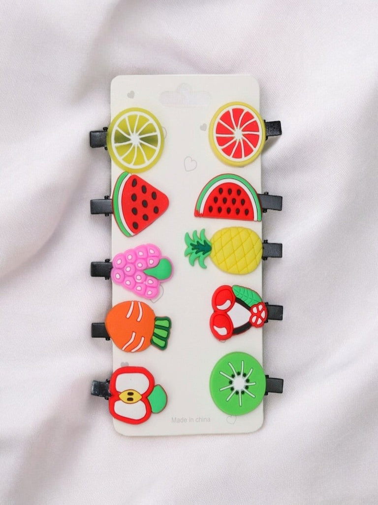 Creative View of Fruit-Themed Hair Clips Set for Girls on Display