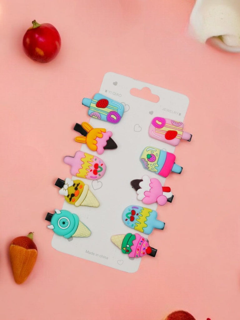 Creative Shot of Colorful Ice Cream and Popsicle Hair Clips Set for Girls