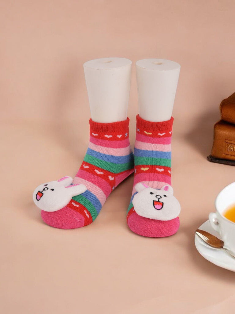 Colorful Striped Baby Socks with 3D Bunny Design – CreativeView