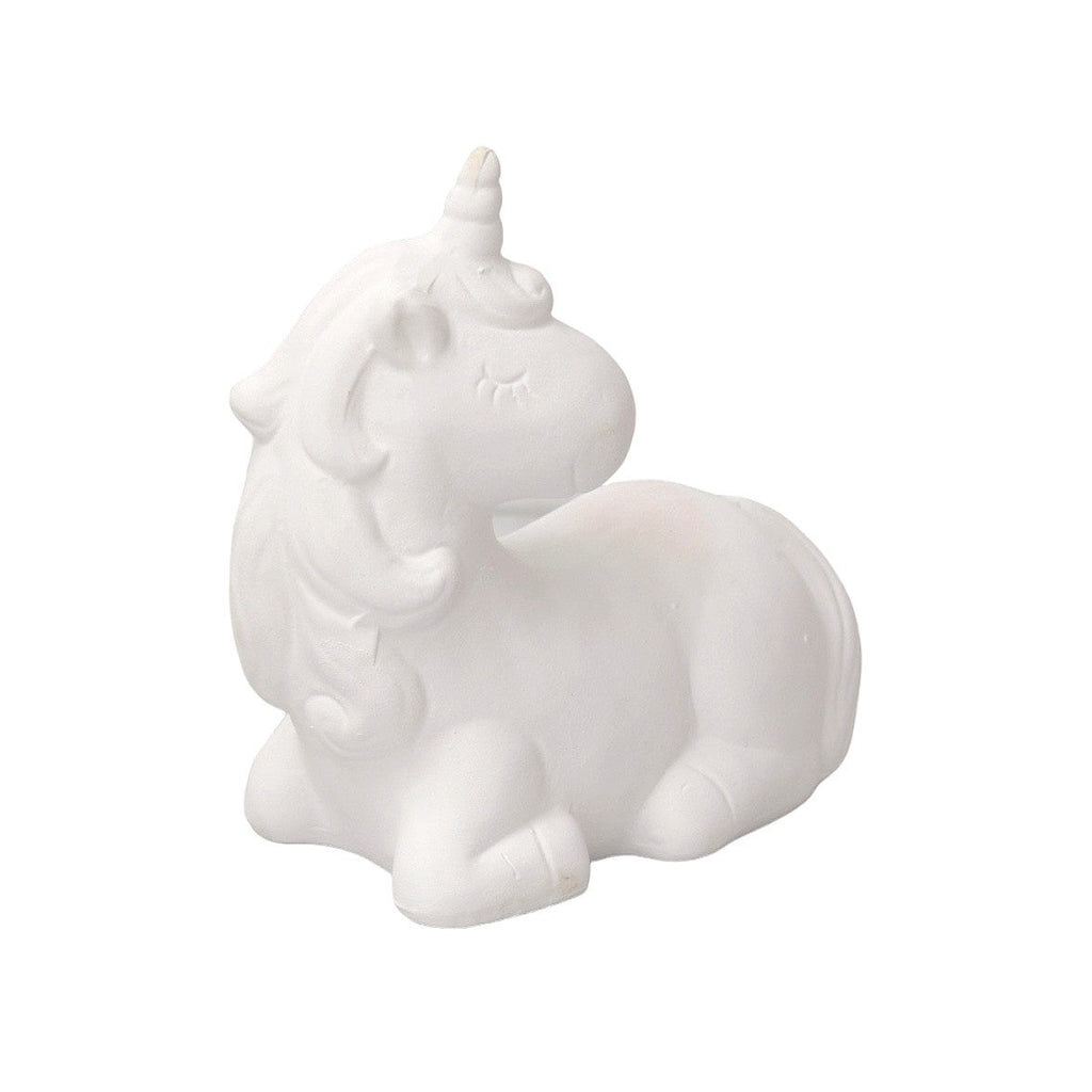 Front view of the ceramic unicorn model from the Yellow Bee DIY kit.