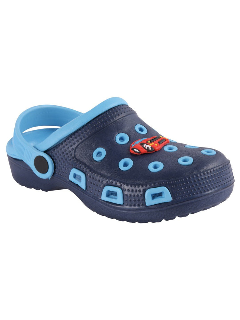 Comfortable Lightweight Car Charm Clogs for Boys - Blue angle view