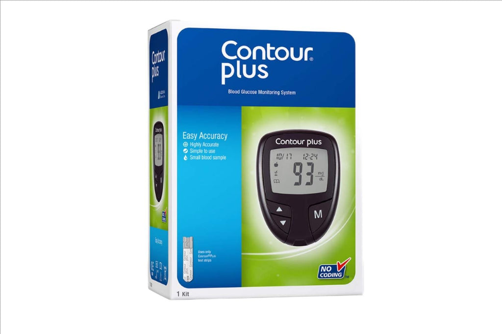 Packaging box of Contour Plus Blood Glucose Monitoring System.