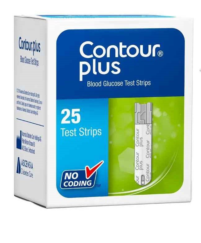 Box of 25 Contour Plus Blood Glucose Test Strips