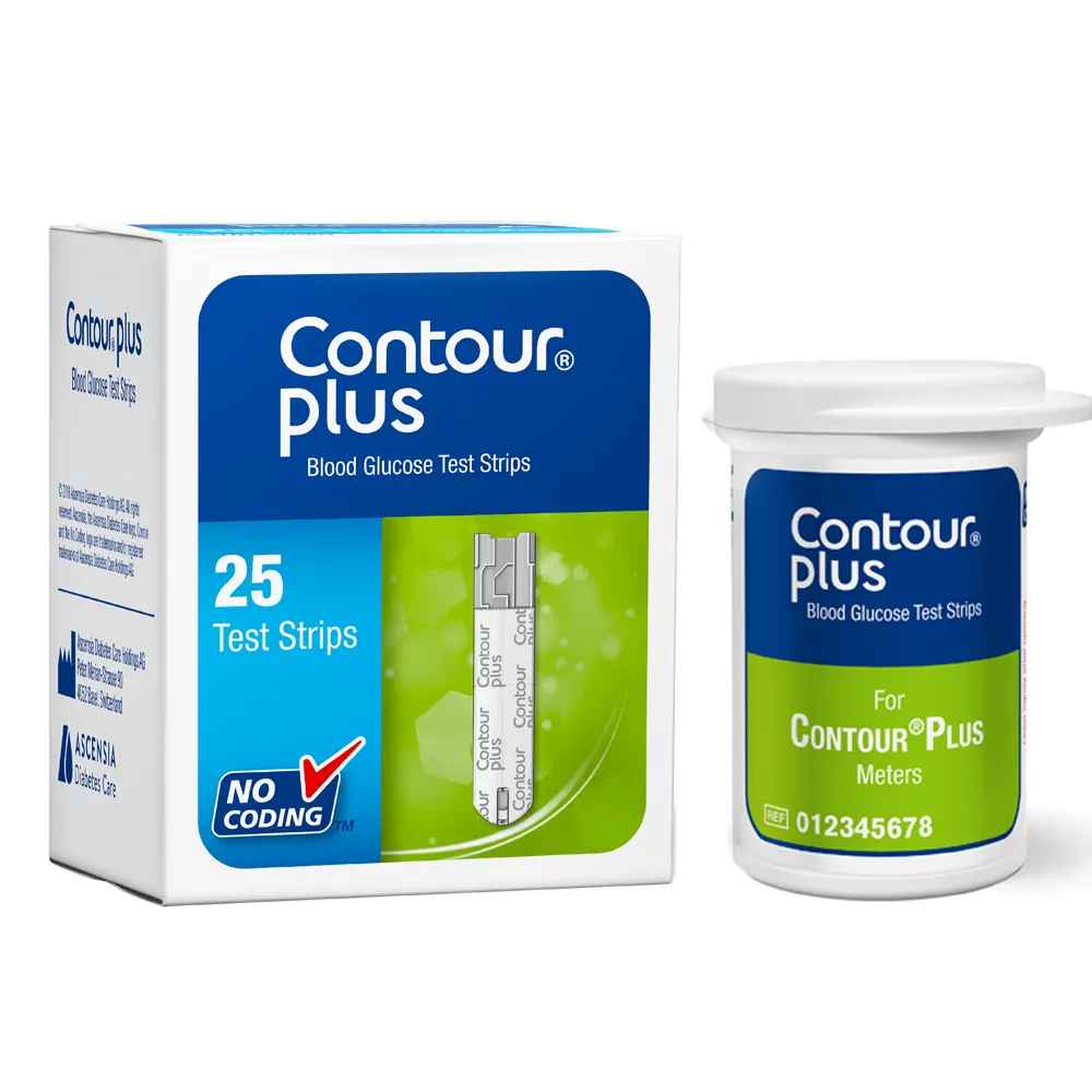 Contour Plus Blood Glucose Test Strips 25 Count Box