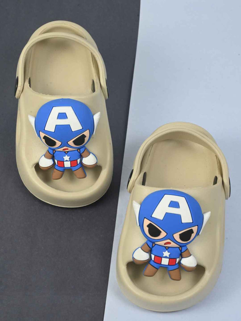 Cool & Adventurous Captain America Cartoon Charm Sandals for Boys- Beige- Creative View