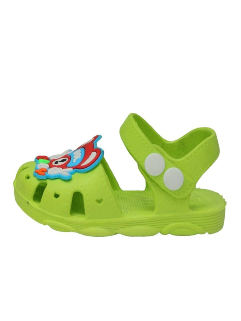 Green Cool Baby Bear Sandals side view with vibrant bear decoration