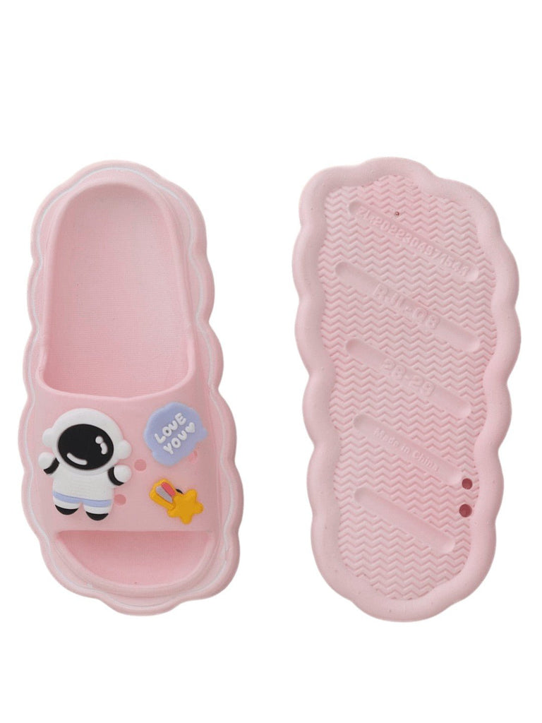 Cosmic Adventure Pink Astronaut and Star Slides - Step into the Galaxy-Front & Back View