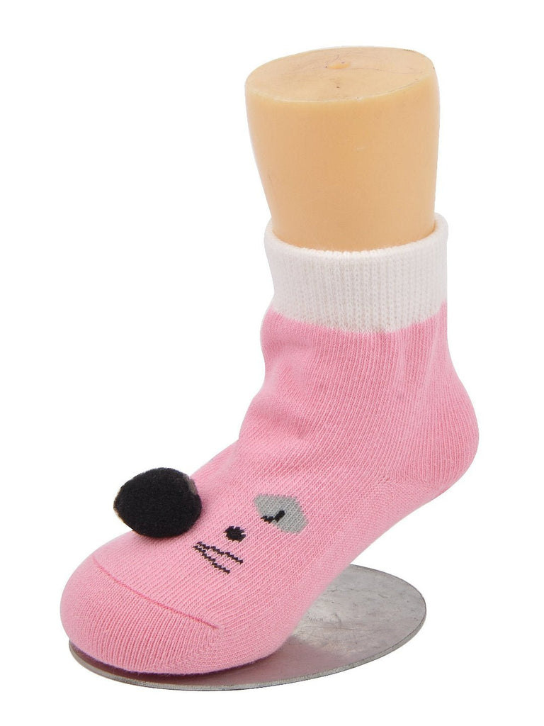 CottonAdorableBearFaceBabySocksWithSoftEarDetailsSideAngleView