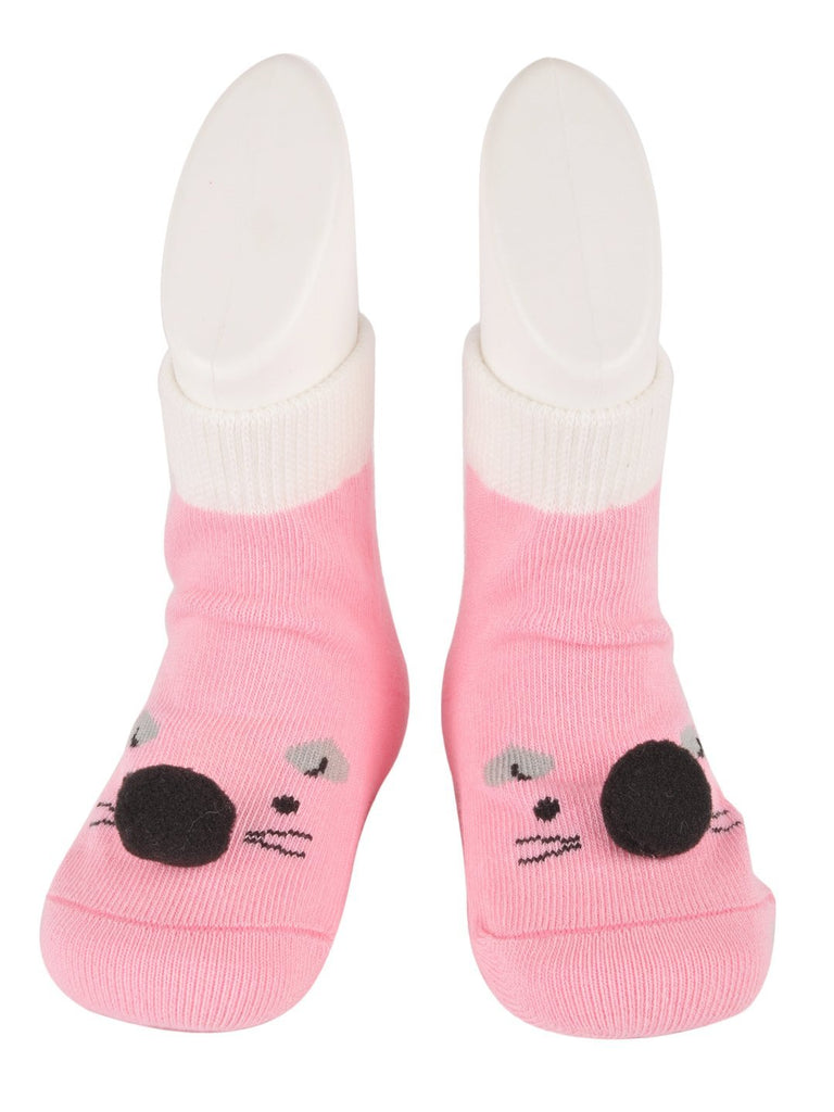 CottonAdorableBearFaceBabySocksWithSoftEarDetailsFrontView