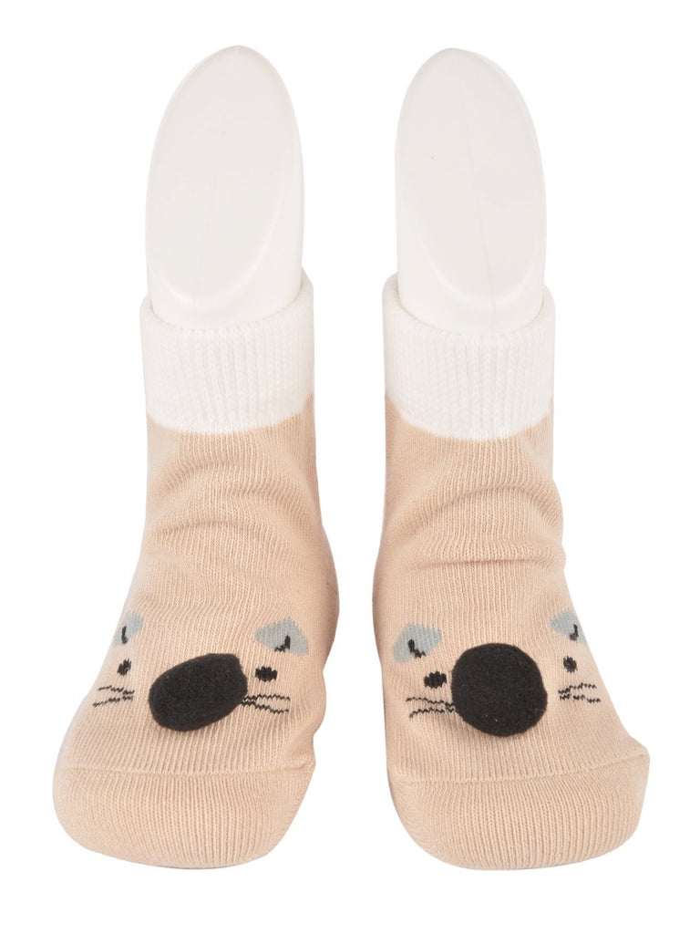 CottonCharmingBabySocksWithCuteBearFaceDesignForBoysFrontView