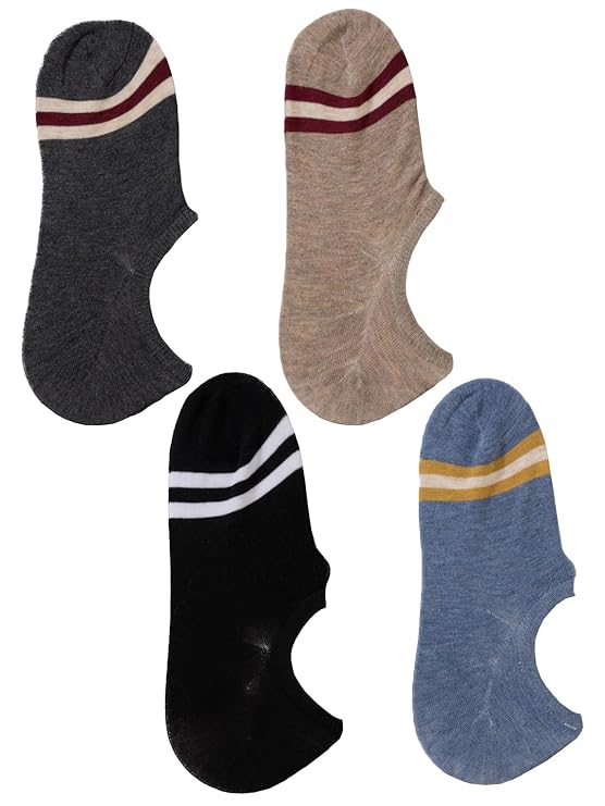 Pack Of 4 Yellow Bee loafer sock with arch support feature, showcased in a grey striped design for boys' everyday comfort