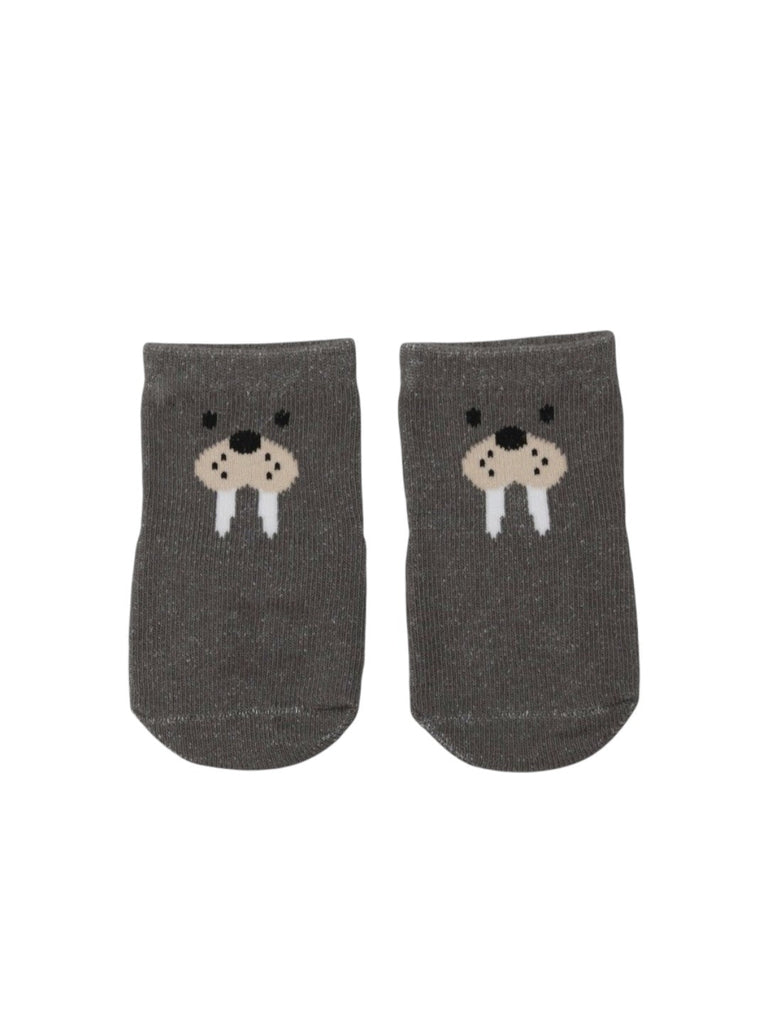 Cozy Walrus Socks For Boys- Grey- Front View