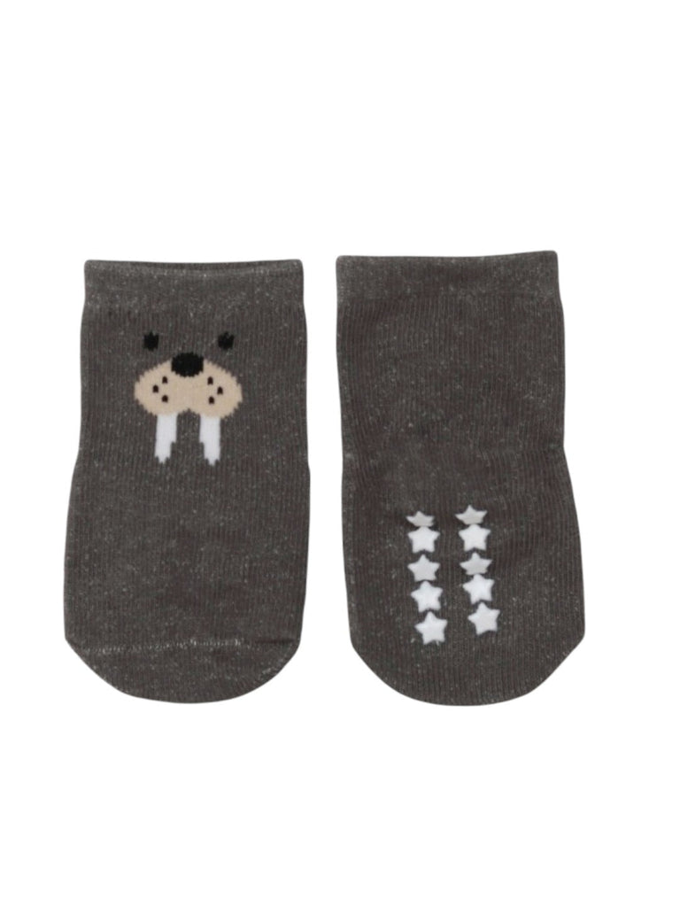 Cozy Walrus Socks For Boys- Grey- Front View