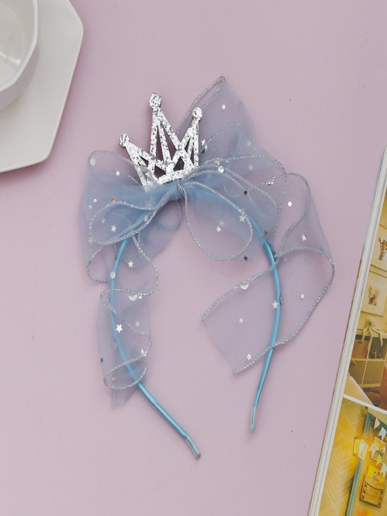 Artistic Display of Yellow Bee's Blue Lace Crown Hair Band for Girls"