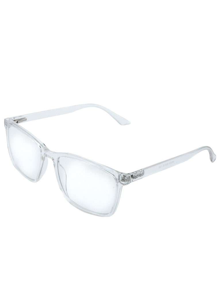 Crystal Clarity Eyewear – Transparent Blue Light Filter Lenses- Side Angle View