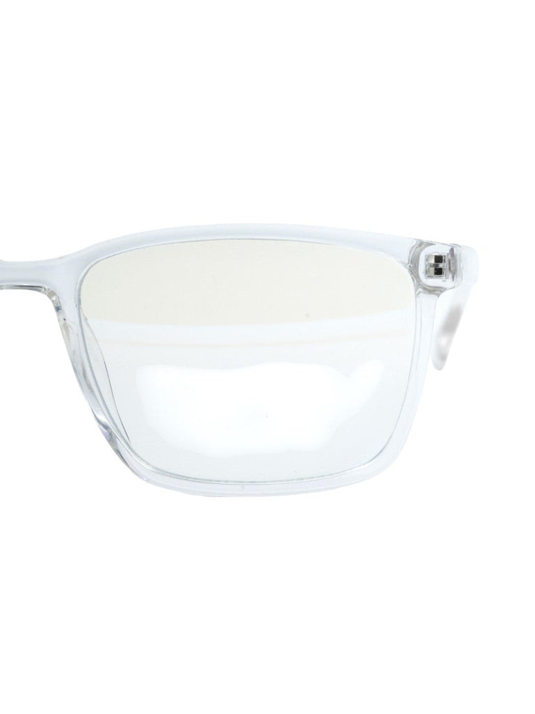 Crystal Clarity Eyewear – Transparent Blue Light Filter Lenses- Close up view