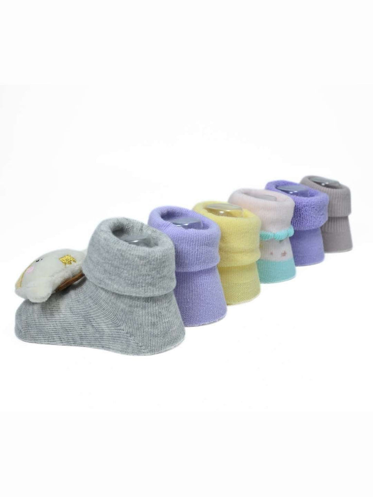 Cuddle Crew Baby Socks Combo – 6-Pair Set Featuring Plush Animals, Rainbow & Butterfly-Back View