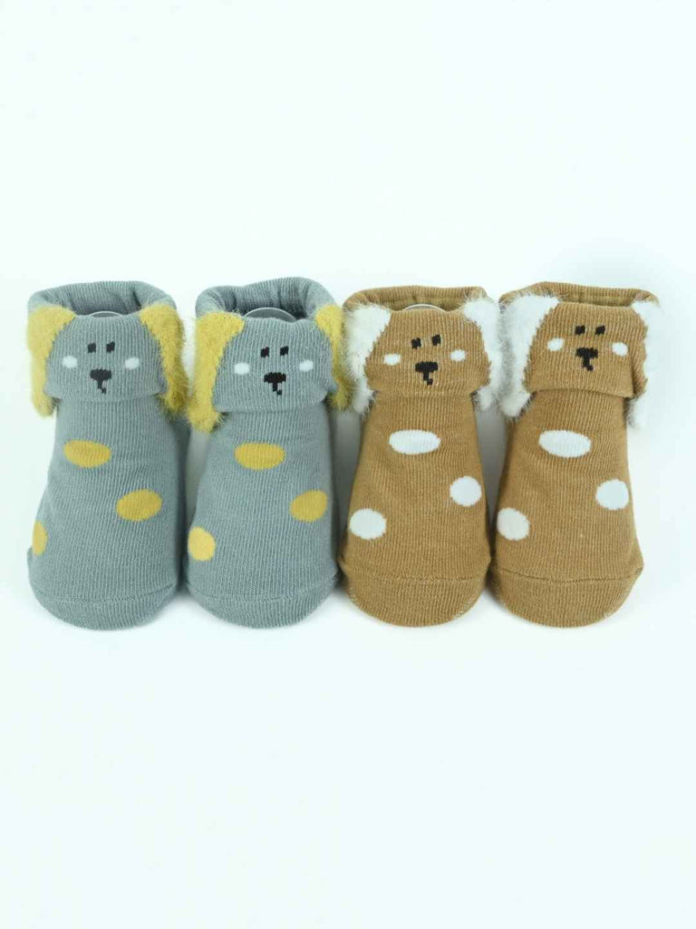 Cuddle_Critters_Baby_Socks_Set_Adorable_Puppy_Design_Socks_in_Tan_Grey_for_Snug_Little_Steps-_Full View