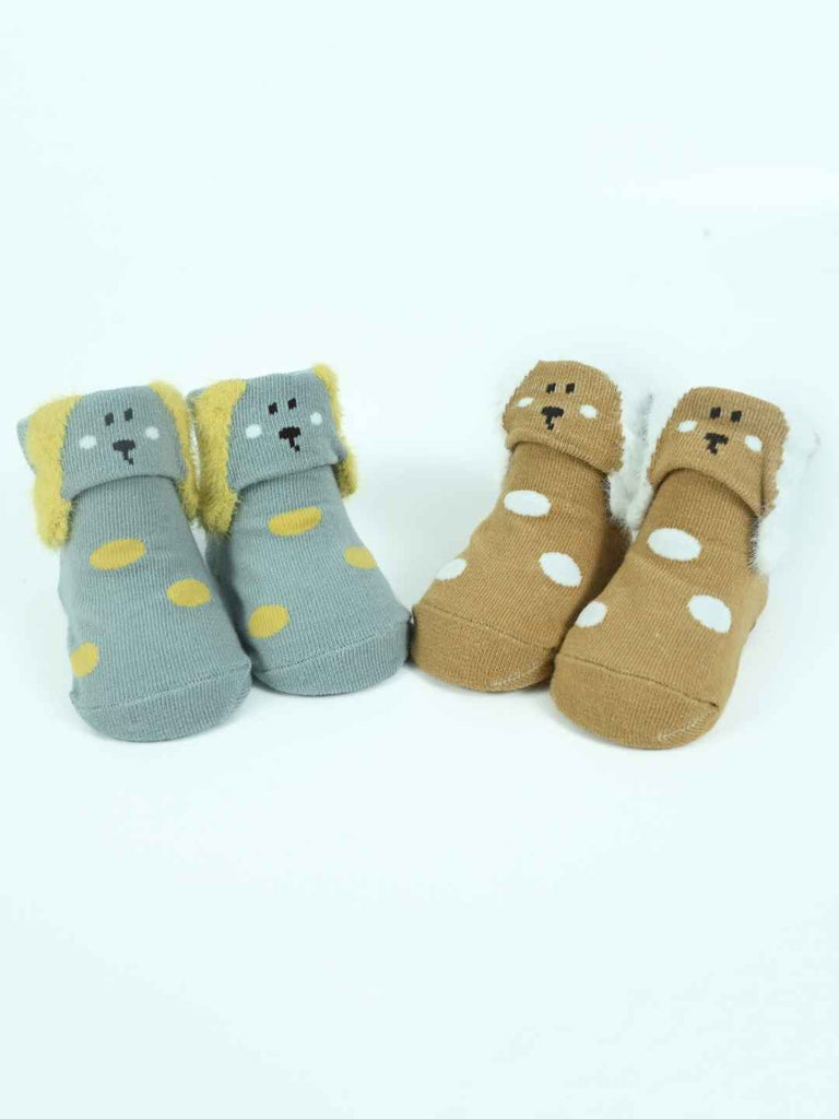 Cuddle_Critters_Baby_Socks_Set_Adorable_Puppy_Design_Socks_in_Tan_Grey_for_Snug_Little_Steps-_Full Front View
