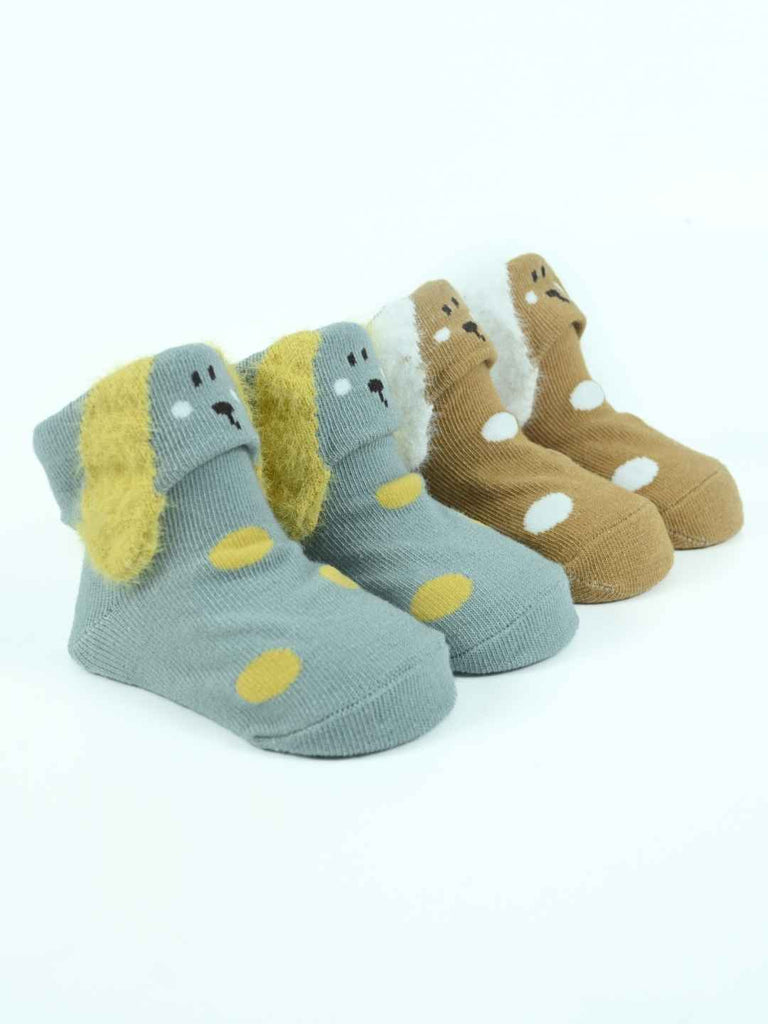 Cuddle_Critters_Baby_Socks_Set_Adorable_Puppy_Design_Socks_in_Tan_Grey_for_Snug_Little_Steps-_Angle View