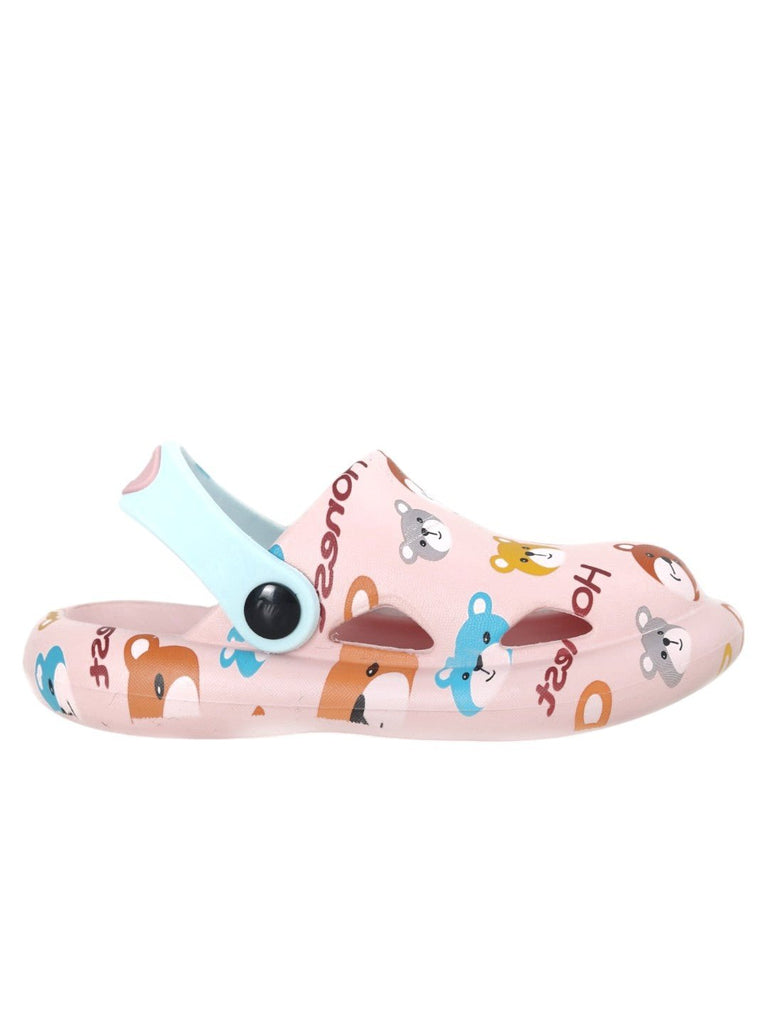 Cuddle Their Feet with Bear Printed Clogs for Girls-Side View