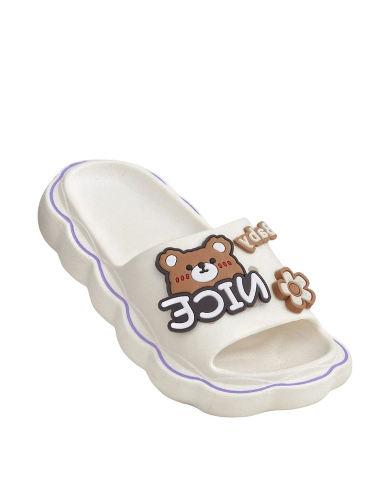 Cuddly Baby Bear White Slides - Little Steps, Big Comfort-Angle View