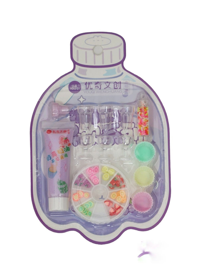 Yellow Bee DIY Resin Craft Set with Heart and Cup Cake Shapes in Purple Color.