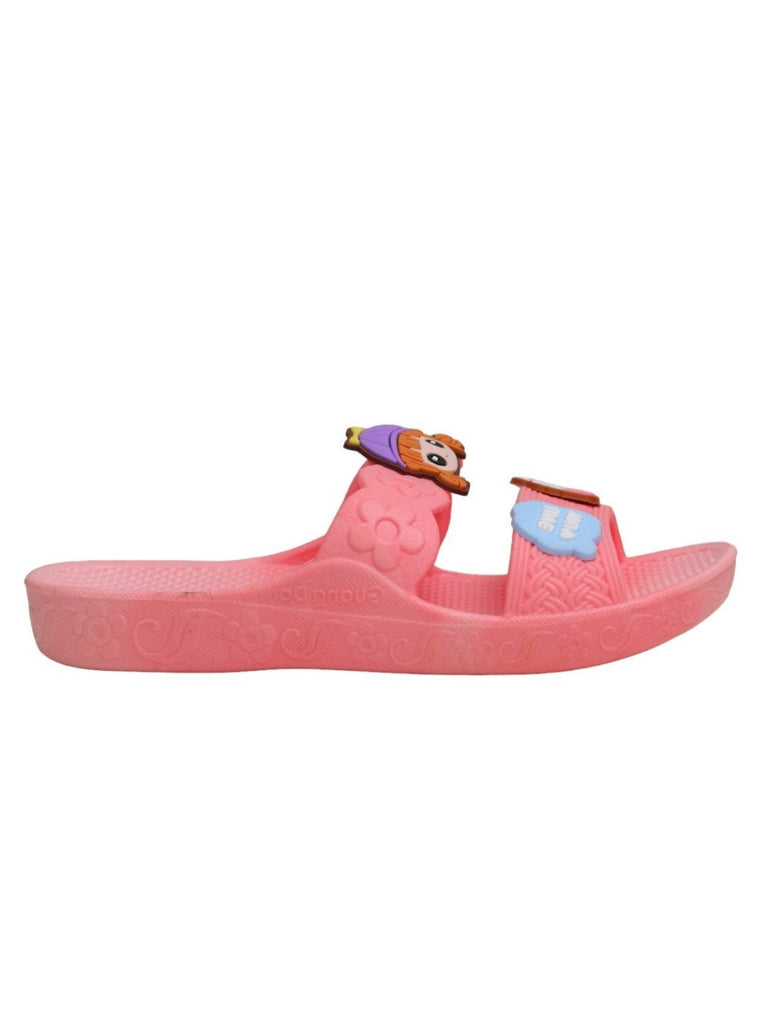 Side view of Cupcake & Delight Pink Sliders for girls by Yellow Bee