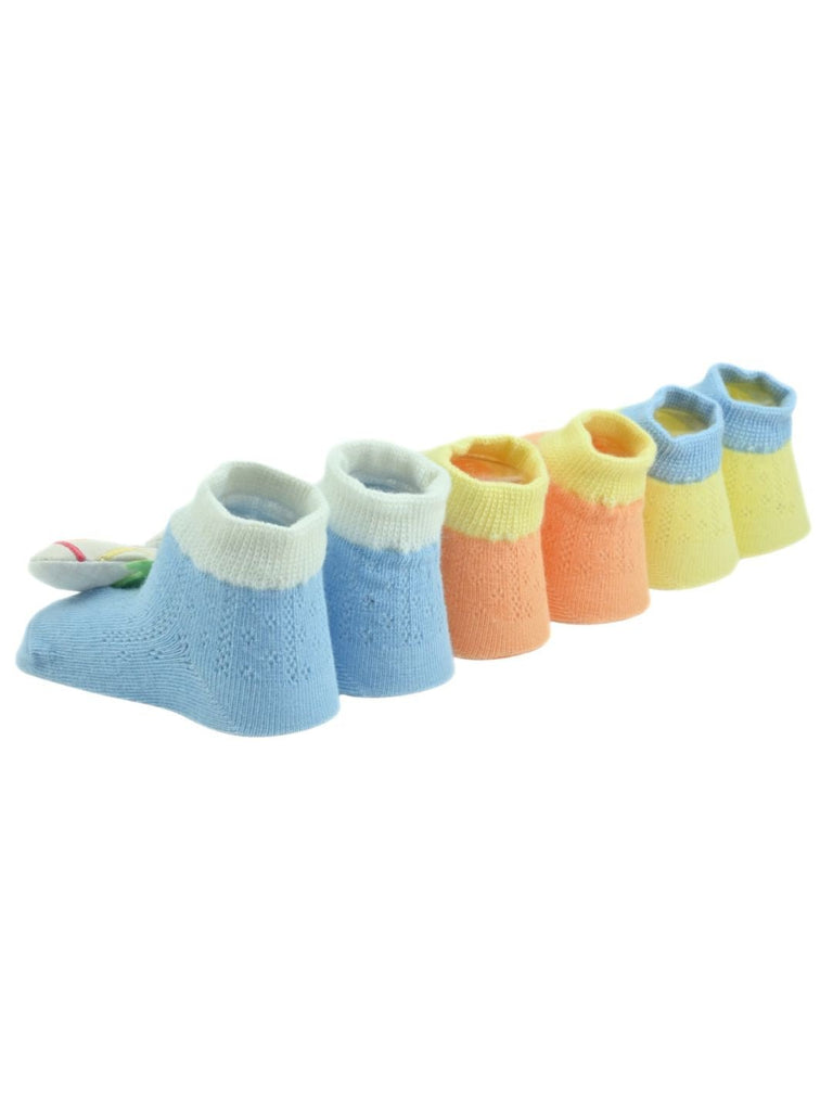 Cute Dino, Bear & Submarine Character Baby Ankle Socks with 3D Designs for Boys - Multi - Back View