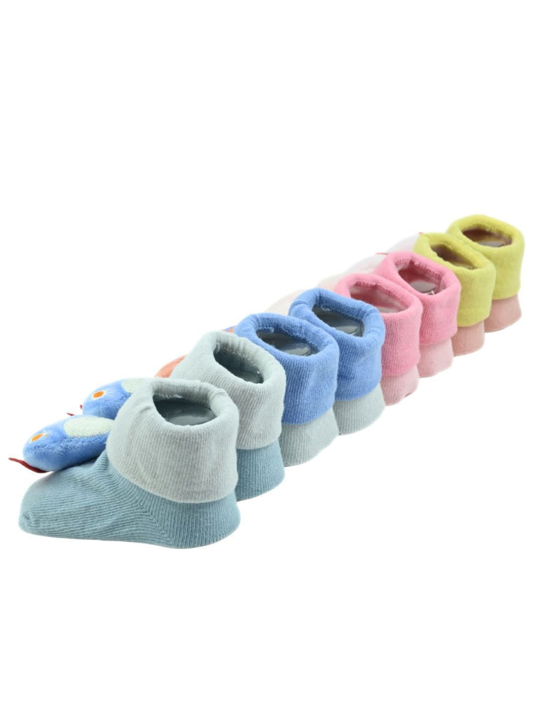 Cute Baby Doll Head Socks Combo – Whale, Penguin, Airplane & UFO Designs for Boys And Girls - Multi - Back View