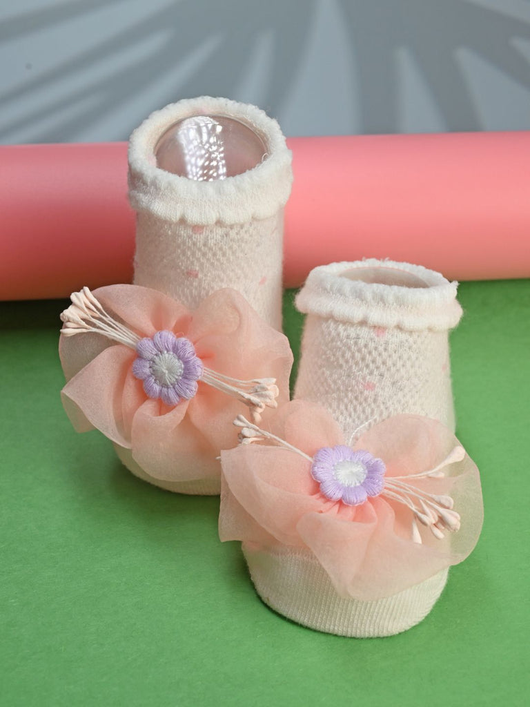 Cute Baby Cotton Socks with Flower Design for Girls - Multi - Creative View