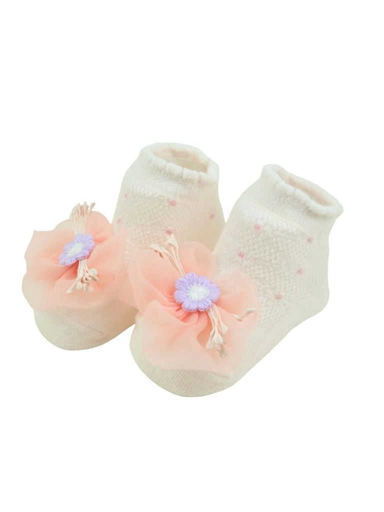 Cute Baby Cotton Socks with Flower Design for Girls - Multi - Angle View