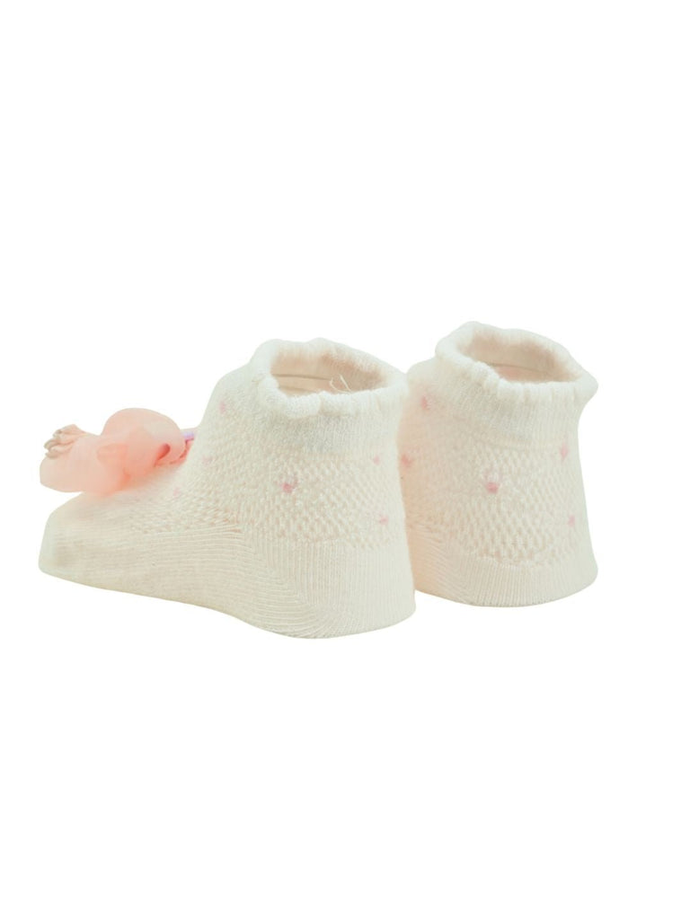 Cute Baby Cotton Socks with Flower Design for Girls - Multi - Back View