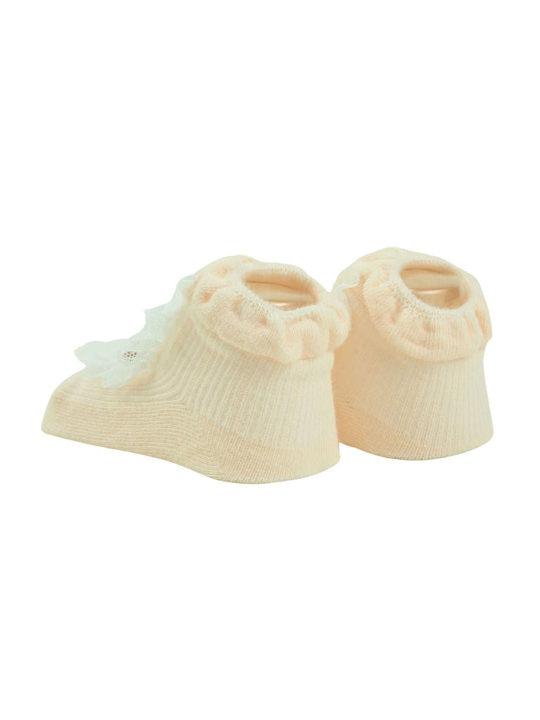 Cute Baby Socks with Lace Trim & Bow Applique for Girls - Pink - Creative View - Bank View