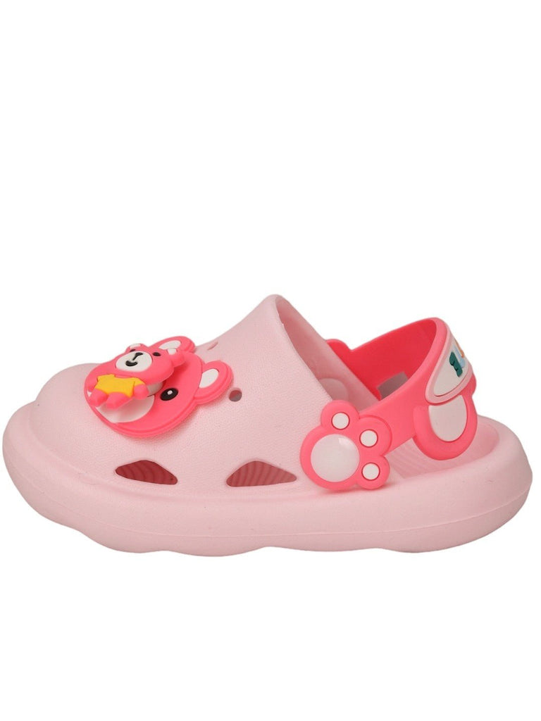 Side view of Cute Bear Pink Clogs for Girls