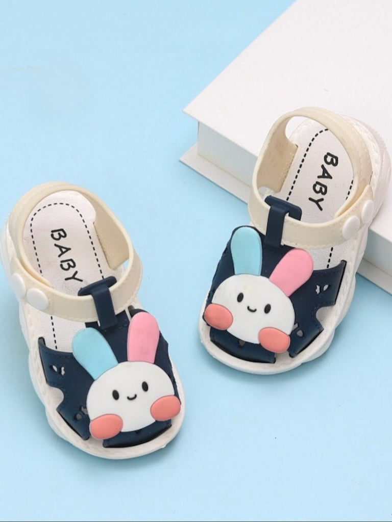 Creative display of Cute Bunny Face Sandals in Navy Blue for Boys by Yellow Bee